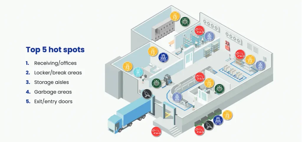 Manufacturing and Logistics: Areas at Risk map | Schendel Pest Control in healthcare facilities serving Kansas, Missouri, and Arizona