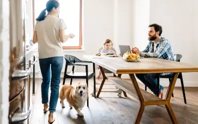 Happy family in the kitchen - Pet-approved ant removal strategies for Kansas homes